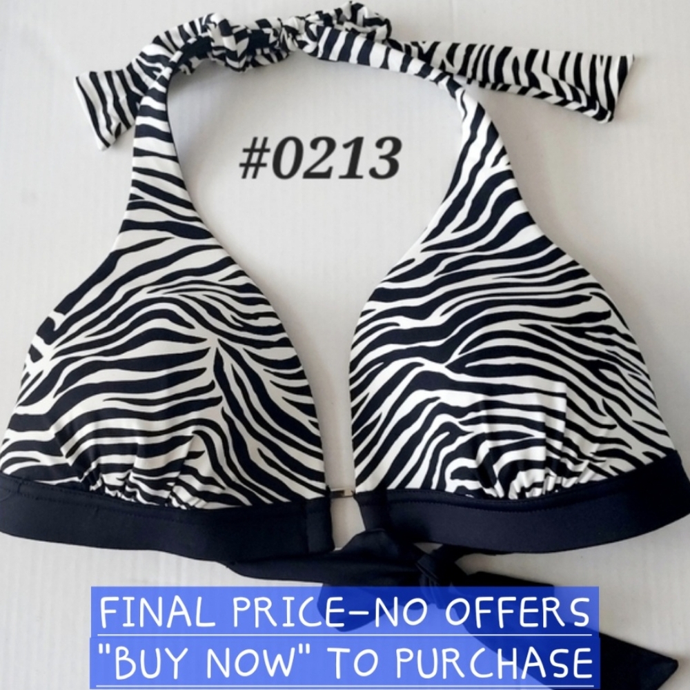 Whbm Swim Top Zebra Print Halter Style *Size Xl - image 1